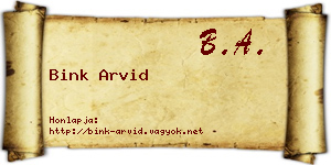 Bink Arvid névjegykártya